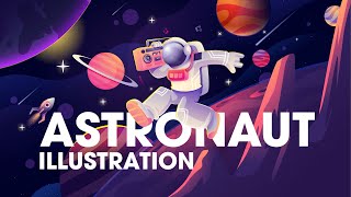 Astronaut Illustration live class time lapse [upl. by Dasa]