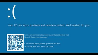 Fix ntoskrnlexe IRQLNOTLESSOREQUAL Blue Screen CrashBSOD Error On Windows PC [upl. by Panaggio]