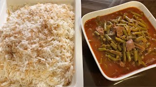 الفاصوليا الخضرا باللحمة والرز بشعيرية  Fasolia Green Beans Recipe [upl. by Nadruoj]