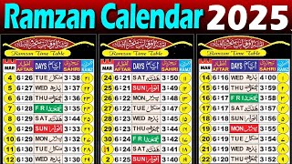 2025 Ramzan calendar  Ramadan calendar 2025  ramzan kab hai 2025  ramzan time table 2025 [upl. by Merth848]