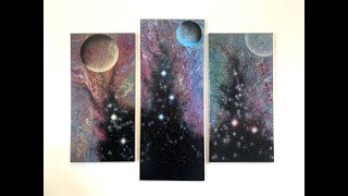 Cosmic  Space  Planets  Galaxy  Dutch pour acrylic painting  96x76cm [upl. by Emilie]