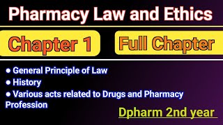 Pharmacy Law and Ethics Chapter 1 in hindi  General Principle of Law in hindi [upl. by Reba]