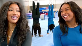 SZA and Simone Biles in HANDSTAND Competition [upl. by Pillihpnhoj920]