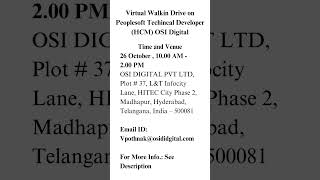 Virtual Walkin Drive on Peoplesoft Techincal Developer HCM OSI Digital [upl. by Rustin]