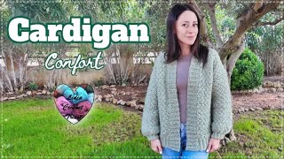 CARDIGAN quotCONFORTquot CROCHET COCOONING COSY GILET TUTORIEL CROCHET TOUTE TAILLE crochet tutocrochet [upl. by Eellah]