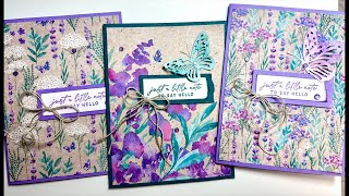 Sneak Peek 3 Easy Cards with Perennial Lavender DSP [upl. by Muns]