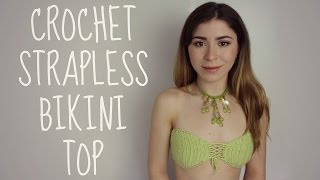 Crochet Tutorial Strapless Bikini Top  Super Easy [upl. by Eivla]