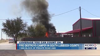 Camper destroyed by fire in South Lubbock County [upl. by Annahs805]