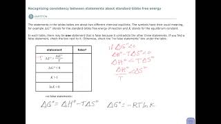 Recognizing consistency between statements about standard Gibbs free energy [upl. by Lienhard]