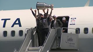 Colorado Avalanche arrive back in Denver after winning Stanley Cup [upl. by Blanding244]