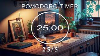 255 Pomodoro Timer ★︎ Cozy Room with Lofi Music for Relaxing Studying and Working ★︎ 4 x 25 min [upl. by Acima]