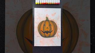 Stained Art with Orange 🎃✨🎨  Pumpkin with Realism Technique ✍️ halloween art drawing [upl. by Levania]