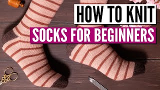 How to knit socks for beginners  Step by step tutorial really easy pattern [upl. by Adia]