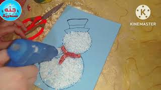 طريقة صنع رجل الثلج how to make snowman من الورق ومخلفات البيت لإحتفالات رأس السنه [upl. by Sitra]