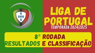 LIGA DE PORTUGAL 20242025 TABELA COM OS RESULTADOS DA 8ªRODADA E CLASSIFICAÇÃO ATUALfutebol [upl. by Cupo896]