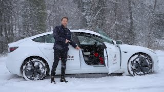 Tesla Model 3 Test Drive in Deep SNOW [upl. by Hgiel]