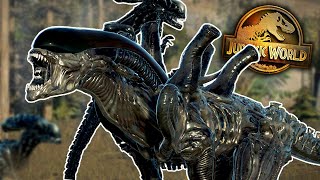 XENOMORPH BATTLES  Jurassic World Dominion  Jurassic World Evolution 2 [upl. by Akirdnwahs]