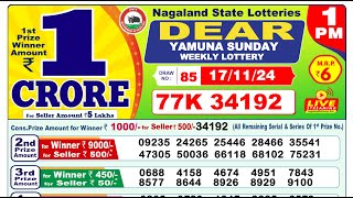 Lottery Result Today 1pm 17112024  Official  Sikkim Lottery [upl. by Freed698]