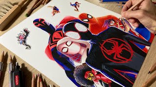 Drawing SpiderMan Across The SpiderVerse • Time Lapse [upl. by Dareg]