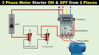 3 Phase Motor Control Circuit Diagram by using twoway Switch TheElectricalGuy [upl. by Nnaitsirhc]