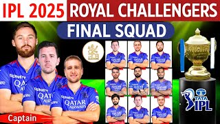 IPL 2025  Royal Challengers Bangaluru Final Squad So Far  RCB 2025 Players List  RCB 2025 Squad [upl. by Siul]