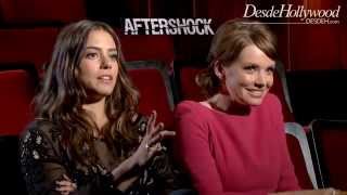 Lorenza Izzo Andrea Osvárt AFTERSHOCK Exclusive Interview [upl. by Mackenzie]