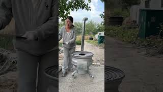 Car wheel wood stove wood stove wood stove [upl. by Ayom138]