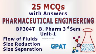 Pharmaceutical Engineering MCQs Unit 1 BP304T B Pharm 3rd Sem 2nd Year [upl. by Negroj]