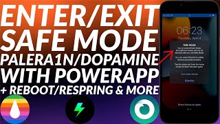 EnterExit Safe Mode on Palera1nDopamine JB  RebootRespringShutdown  Enter Safe Mode iPhone [upl. by Ellenaej263]