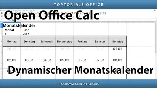 Dynamischen Monatskalender erstellen  Download OpenOffice Calc [upl. by Dina744]