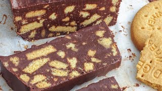 No Bake Chocolate Biscuit Cake Recipe  Only 4Ingredients  Happy Foods Tube [upl. by Eimor921]