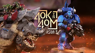 Orks vs Crimson Fists Warhammer 40k in 40m 1250 points of krumpin and bolter fire [upl. by Laddie]