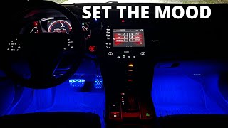 RGB INTERIOR FOOTWELL LIGHTING INSTALL AND REVIEW 10th Gen Civic [upl. by Vashtee]