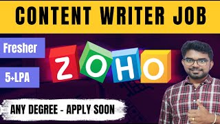 How to get Content Writer Job in ZOHO for Fresher  Any Degree freshers zoho [upl. by Notanhoj968]