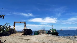 Barging of Aggregates DumpTruck Dumping Sand [upl. by Esirtal468]