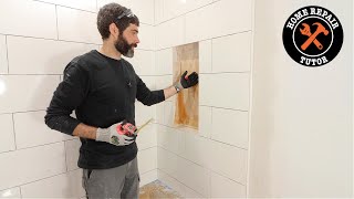 Shower Niche Tile Tips  shorts [upl. by Cavan]