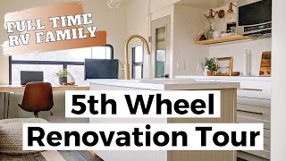 RV Renovation REVEAL TOUR  Before amp After  Huge Kitchen  FullTime RV Family [upl. by Noitsuj]