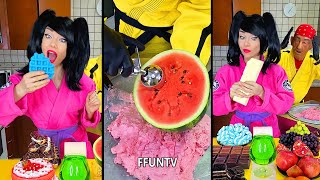 Ice cream challenge Fresh fruits vs sweet food mukbang [upl. by Elamor302]