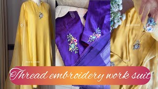 Hand embroidery suits designNeck embroidery suits designthread embroidery 🧵 [upl. by Enahsal]