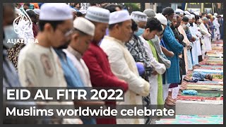 Muslims worldwide celebrate Eid alFitr 2022 [upl. by Attenrev237]