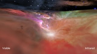 Flight Through the Orion Nebula in Visible and Infrared Light Ultra HD [upl. by Assenad341]