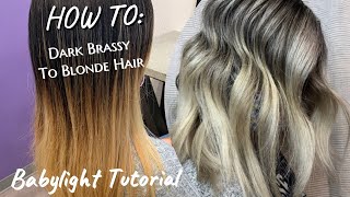 BABYLIGHTS TUTORIAL  Dark Brassy Hair To Ashy Blonde  FULL FOIL  Formulation [upl. by Rivard]