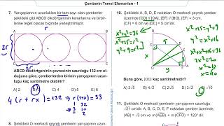 11 Sınıf Matematik Kazanım Kavrama Test 27 Çemberin Temel Elemanları Çözümler [upl. by Bandler46]