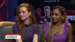 Lili Reinhart Cole Sprouse Madelaine Petsch and Vanessa Morgan impersonating Cheryl Blossom [upl. by Aleehs635]