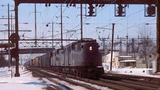 Amtrak GG1 roars past GG1 powered freight on the NEC 2191978 [upl. by Nilkcaj]