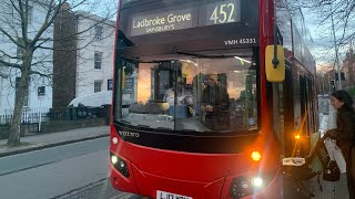 A journey on bus 452 from Vauxhall to Wandsworth road LJ17 WRU VMH 45331 [upl. by Otnicaj917]