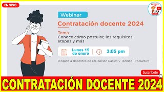 ✅CONTRATACIÓN DOCENTE 2024 CONTRATO DOCENTE 2024 COMO POSTULAR REQUISITOS Y ETAPAS [upl. by Arym]