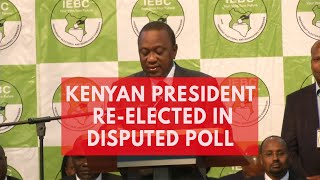 Kenyan President Uhuru Kenyatta Wins 98 Vote in disputed reelection [upl. by Yobybab]