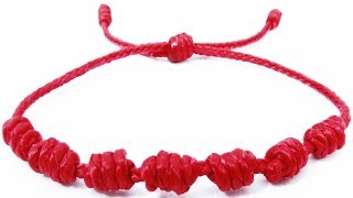 Pulsera roja de 7 nudos de protección de la suerte Como hacer pulseras de hilo fáciles tutorial DIY [upl. by Ajiam959]