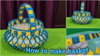 fooldali banane ka tarika How to make plastic canvas basket handmade craft home decorations [upl. by Balliett]